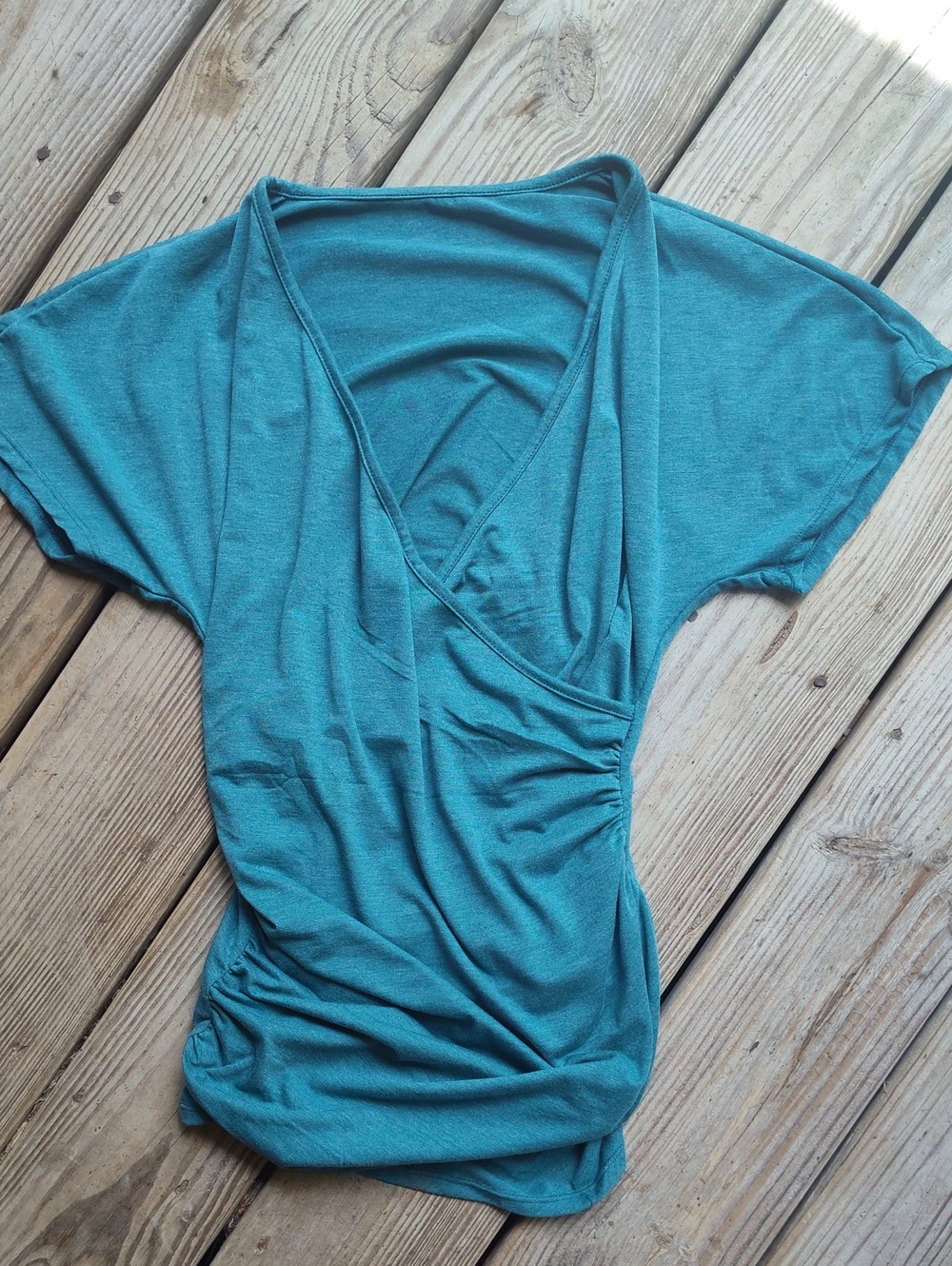 HALARA Teal Wrap-Style Short Sleeve Tunic NWOT